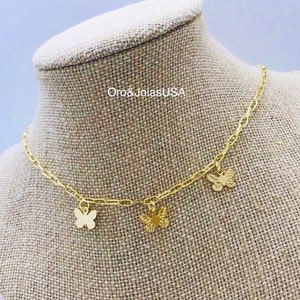 Butterfly Necklace, Butterfly charm choker, Butterfly choker necklace, Gold Butterfly Necklace, Gold Necklace, Single and Set.