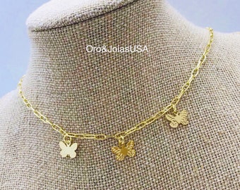 Butterfly Necklace, Butterfly charm choker, Butterfly choker necklace, Gold Butterfly Necklace, Gold Necklace, Single and Set.