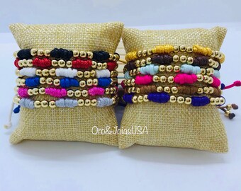 Gold Beads with Thread Adjustable Bracelet. Adjustable Thread with Gold Beads Bracelet.