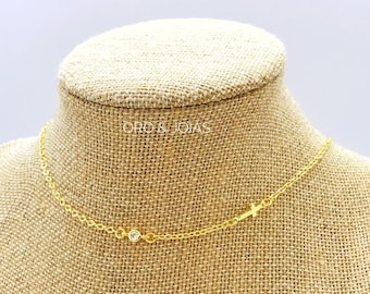 Gold Choker with Cross and Cubic Zirconia. 18K Gold Plated Choker with Cross and Cubic Zirconia Details.