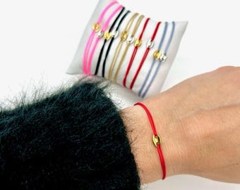 String Bracelet with Mariner Stainless Steel Gold Filled Link. Red String Bracelet with Mariner Gold and Silver Link. Coffee bean Bracelet.