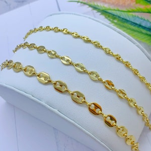 Mariner Puff Link Chain Bracelet, 18k Gold Filled Puffed, Mariner Puff Style Link Bracelet, Mariner Link Bracelet, Gold Puffed Bracelet