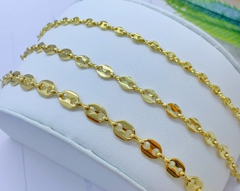 Mariner Puff Link Chain Bracelet, 18k Gold Filled Puffed, Mariner Puff Style Link Bracelet, Mariner Link Bracelet, Gold Puffed Bracelet