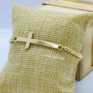 Gold Cross Bracelet, Bracelet with Cross, Gold Plated cross bracelet, Dainty bracelet, Adjustable bracelet cross