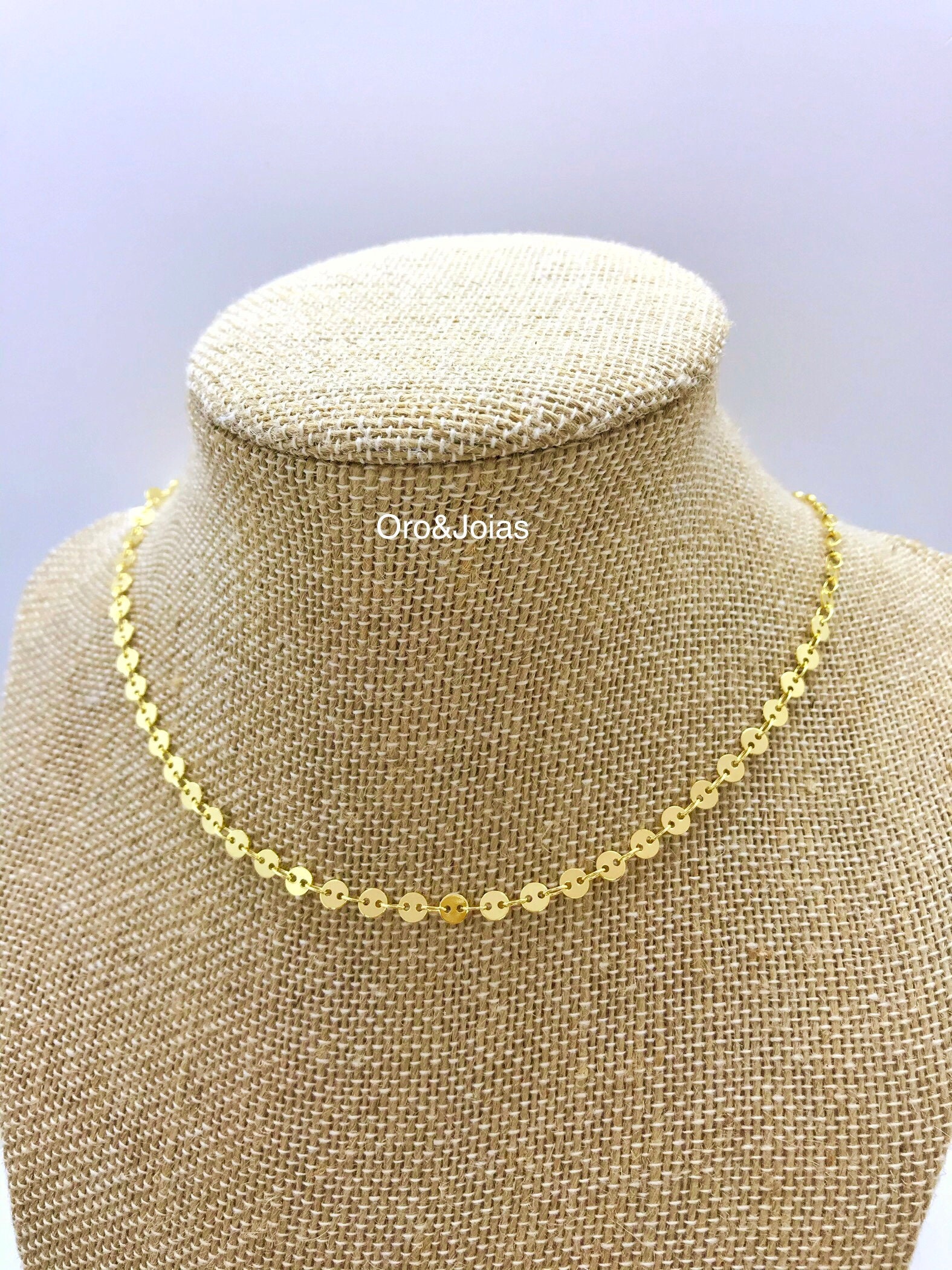 円形リンク付きゴールドチョーカー。 ラウンドリンク付き 18K ダブル 