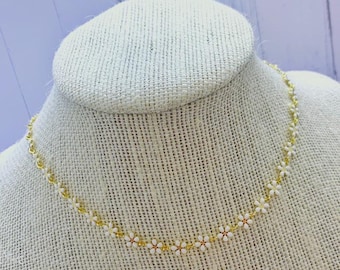 18K Gold filled Mini Daisy  Colorful and White necklace.