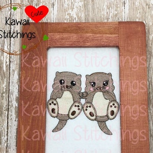 Kawaii Otterly In Love Design, 4x4 hoop, Digital Instant Download
