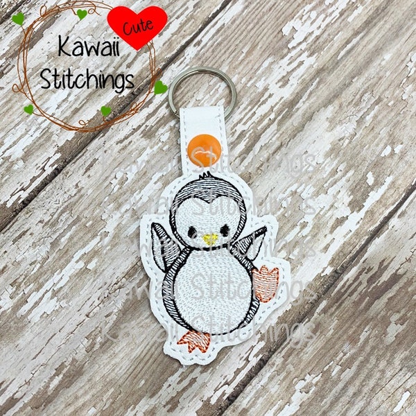 Kawaii Dancing Penguin, Key Fob, Key Chain, In The Hoop Design, Digital Instant Download