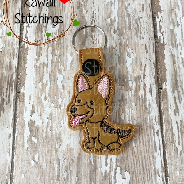 Kawaii Shepherd Dog, Key Fob, Key Chain, In The Hoop Design, Digital Instant Download