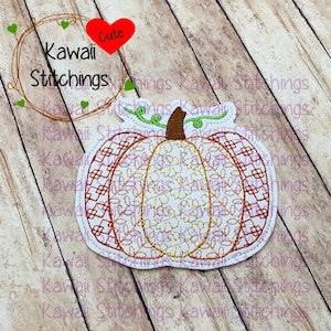 Kawaii Fancy Pumpkin Coaster, In The Hoop Design, Digital Instant Download