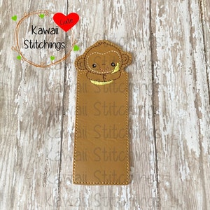Kawaii Monkey, Bookmark, 5&quot;x7&quot;, In The Hoop Design, Digital Instant Download