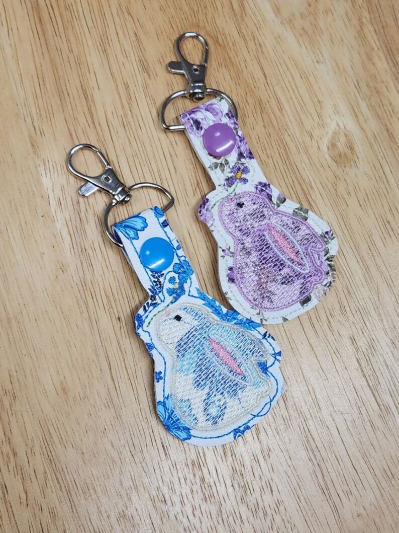 Kawaii Flower Bunny, Key Fob, Key Chain, in the Hoop Design, Digital ...