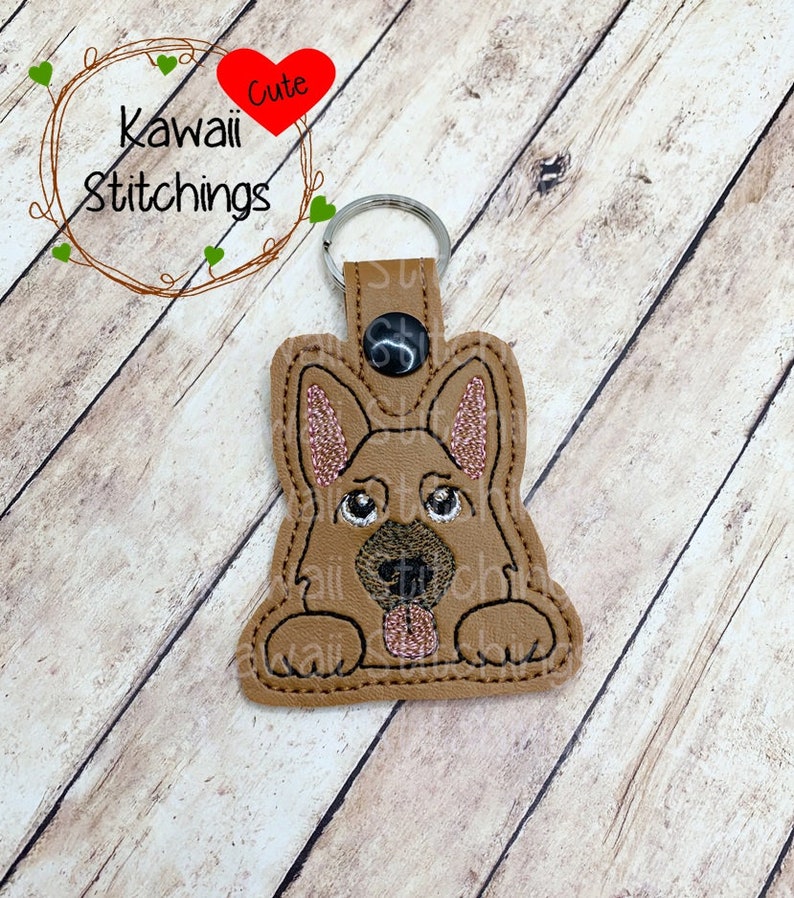 Kawaii German Shepherd Key Fob Key Chain in the Hoop Etsy