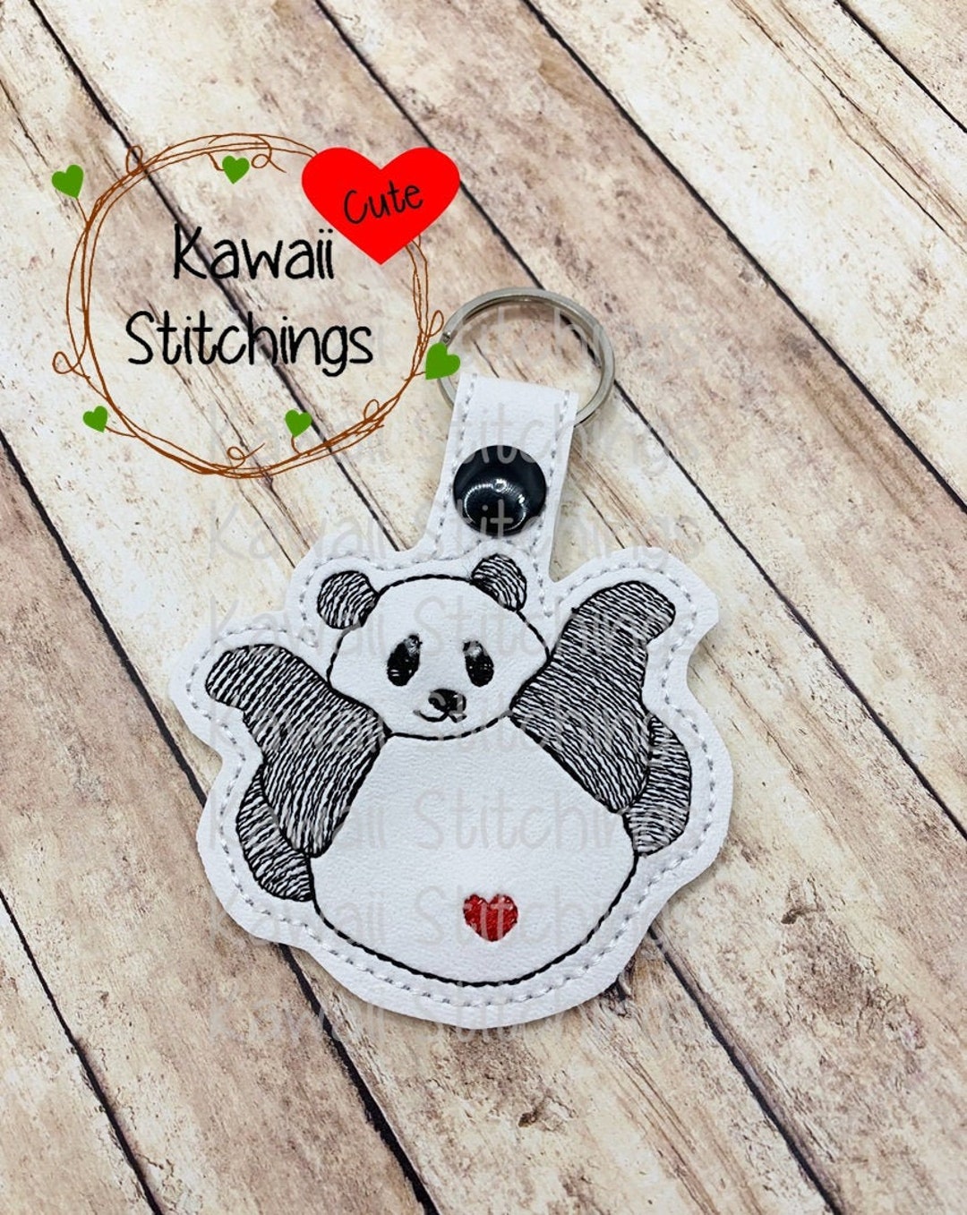 Kawaii Rollie Pollie Panda, Key Fob, Key Chain, in the Hoop Design ...