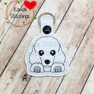 Kawaii Standard Poodle, Key Fob, Key Chain, In The Hoop Design, Digital Instant Download