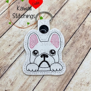Kawaii French Bulldog, Key Fob, Key Chain, In The Hoop Design, Digital Instant Download