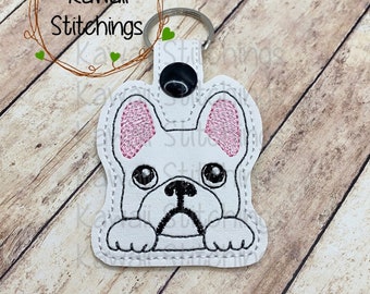 Kawaii French Bulldog, Key Fob, Key Chain, In The Hoop Design, Digital Instant Download