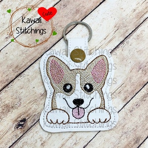 Kawaii Pembroke Welsh Corgi, Key Fob, Key Chain, In The Hoop Design, Digital Instant Download