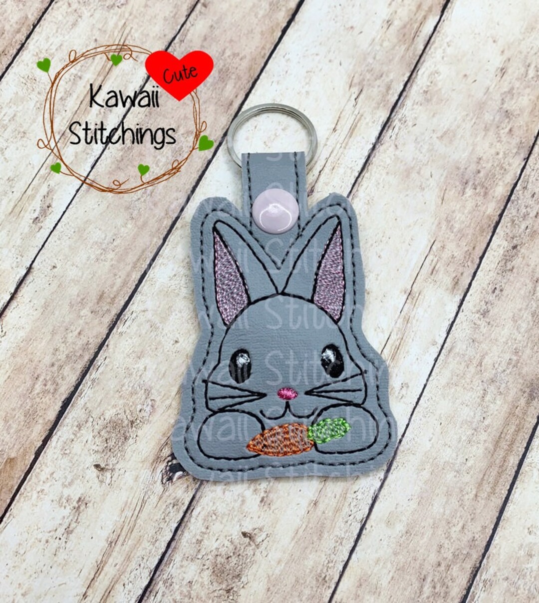 Kawaii Bunny With Carrot, Key Fob, Key Chain, in the Hoop Design ...