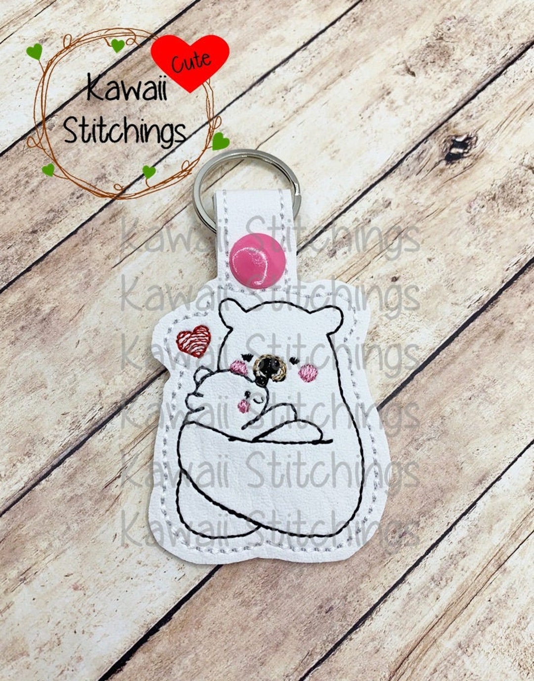 Kawaii Mommy Bear Hug Key Fob, Key Chain, in the Hoop Design, Digital ...