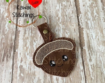 Kawaii Oak Acorn, Key Fob, Key Chain, In The Hoop Design, Digital Instant Download