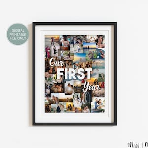 One Year Anniversary Gifts for Boyfriend Custom Photo Collage, 1st Anniversary Gift for Husband, Personalized First Anniversary Gift for Him