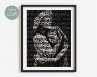 Song Lyrics Wall Art, Word Art Portrait from Photo, Custom Gift for Best friend, Custom Song Lyrics Word Art