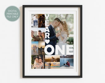 Regalo de primer aniversario para esposo, regalo de primer aniversario, collage de fotos personalizado para él, regalos de primer aniversario para novio