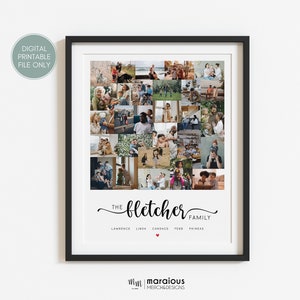 Personalized Family Name Print, Custom Family Keepsake, Family Photo Collage, Unique family Gift, Family Picture Personalized Gift, Wall Art
