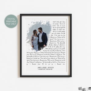 Impresión de letra de canción personalizada, regalo de 1er aniversario para el esposo, póster de letras de primera danza, letra de canción de boda Arte de pared, primera canción de baile