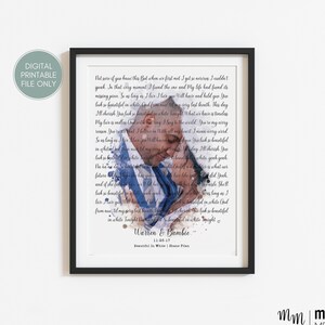 1. Jahrestag Geschenk für Ehemann, Personalisierter Song Lyric Print, SongText Poster, Hochzeitslied Text Wandkunst, Erster Tanz Song