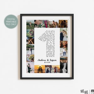 Collage fotografico personalizzato per regalo di anniversario di 1 anno per fidanzato, regalo di primo anniversario per lui, regalo di anniversario di un anno per marito