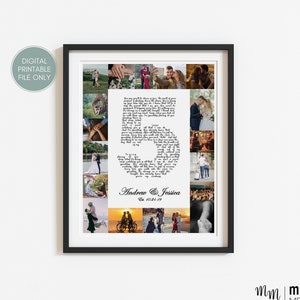 Testo della canzone Word Art, regalo per il quinto anniversario di matrimonio per il marito, collage fotografico personalizzato per il quinto anniversario, collage di numeri