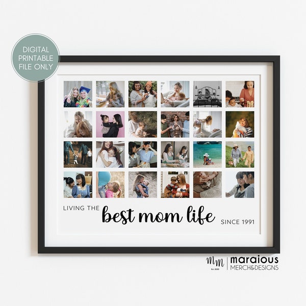 Best Mom Life Photo Collage, Personalized Gifts for Mom, Custom Photo Collage Mother Gift from Daughter, Personalized Photo Mother Gift