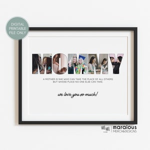 Gift for Mommy Picture Collage, Mother Gift Custom Photo Collage, Personalized Photo Mom Gift from Daughter, Collage Art Gift for Mother