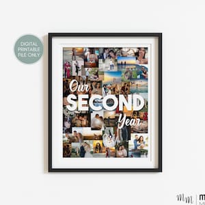 2nd Anniversary Custom Photo Collage, 2 Year Wedding Gift, Gift for Husband