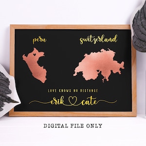 Cadeau relation longue distance pour petit ami, impression d'art carte amour, cadeau petit ami personnalisé, impression de carte interurbaine, cadeau pour elle