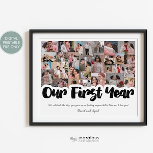 1st Anniversary Custom Photo Collage, One Year Anniversary Gift for Boyfriend, First Anniversary Gift, 1 year Anniversary Gift for Husband