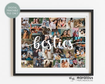 Bestie Gifts Personalized Photo Collage, Best Friend Picture Digital Collage, Bestie Collage Personalized Gift for Her, Best Friend Gifts