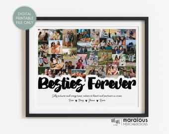 Besties Forever Digital Photo Collage Gift for Best Friend, Personalized Photo Best Friend Gift, Bestie Collage, BFF Gifts, Friendship Art