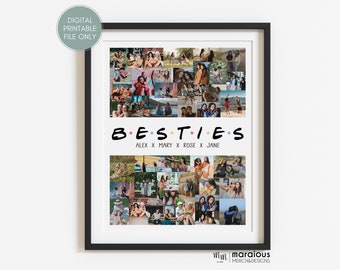 Besties Gift Custom Photo Collage, Personalized Best Friend Gift, Friends Photo Gift for Her, BFF Picture Collage Gift for Best Friend