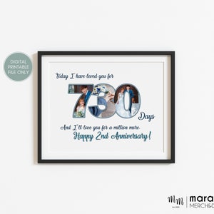 2nd Year Anniversary, Custom Photo Collage, 2 Years Wedding Gift for Husband, Gift for Boyfriend
