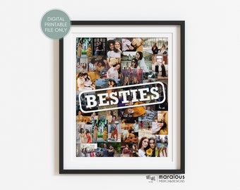 Custom Photo Gift for Best Friend Female, BFF Picture Collage, Going Away Best Friend Gift, Custom Collage Photo, Long Distance Gift