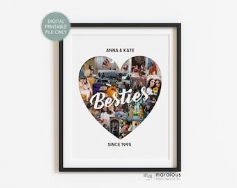 Bestie Custom Photo Heart Collage, Personalized BFF gift, Personalized Gift for Friend, Digital Gift for Best Friend, Photo BFF gift