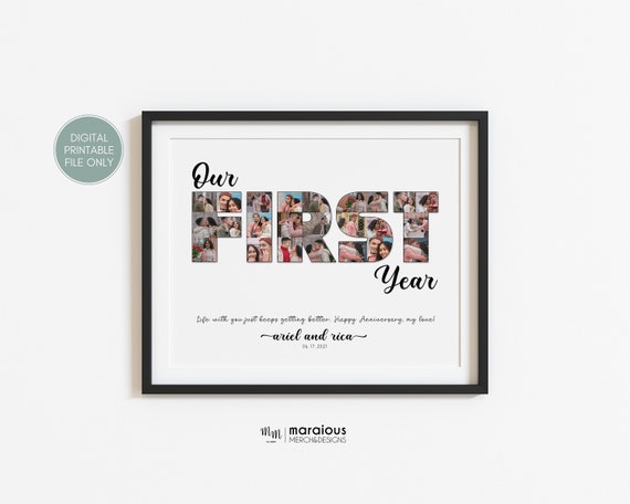 1st Anniversary Gift for Husband, Paper Anniversary Gift for Him, 1 Year Wedding  Anniversary Gift for Wife, Custom 1 Year Photo Collage 