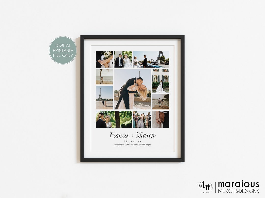 Personalized Photo Collage Print, 1st Anniversary Custom Photo Collage, Personalized Gift for