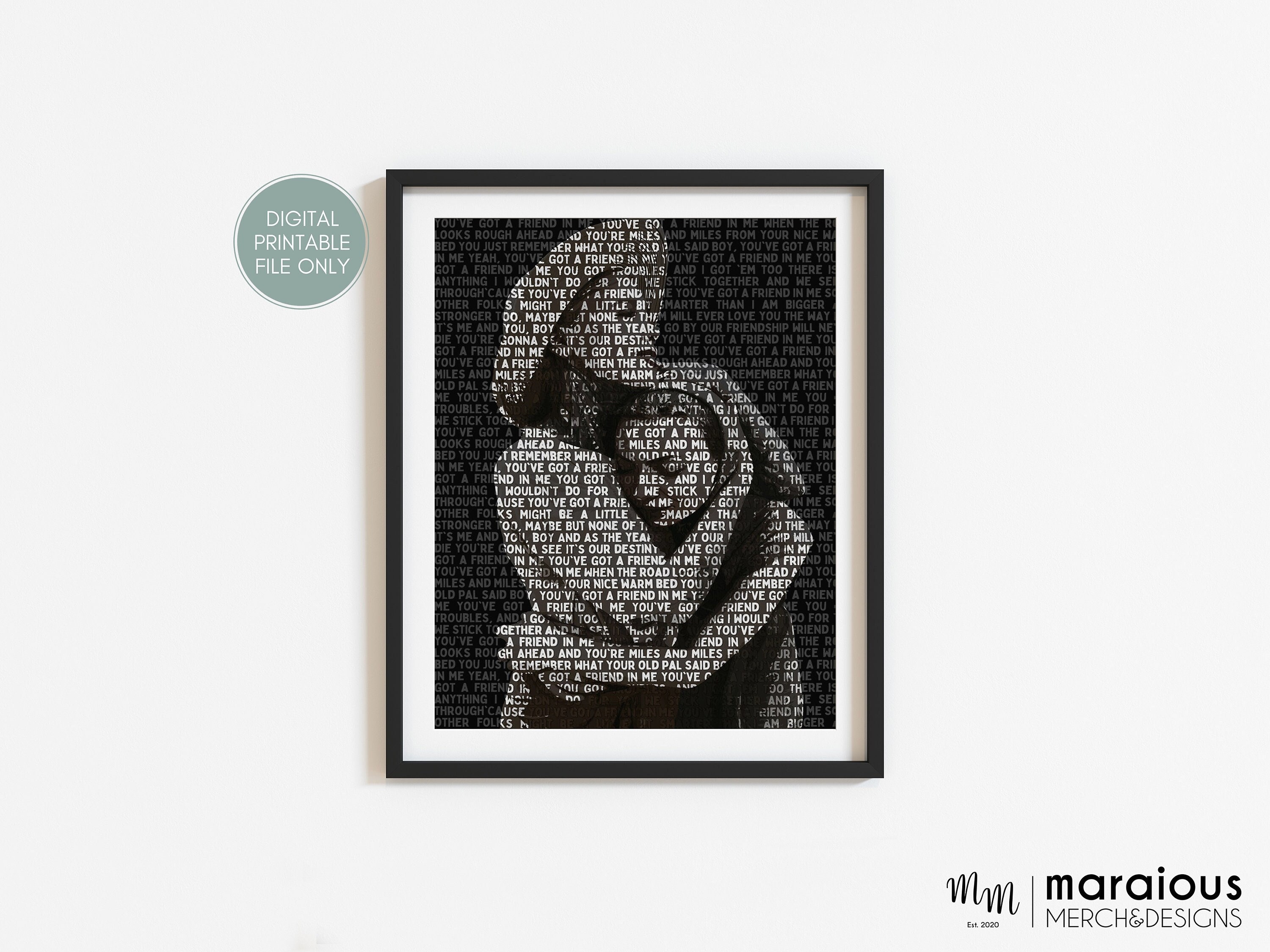 Song Lyrics Wall Art Word Art Portrait From Photo Custom Etsy UK