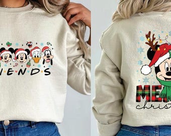 Mickey And Friends Christmas Shirt, Christmas Friends Shirt, Disney Matching Family Christmas Sweater, Personalized Disney Christmas Shirt