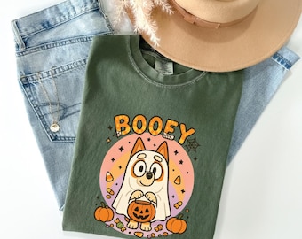 Bluey Halloween Shirt, Booey Halloween Tee, Spooky Blue Cartoon Shirt, Halloween Kids Shirt,  Halloween Bluey Kids Shirt, Bluey Ghost Shirt