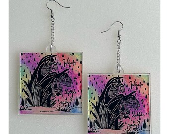 Showered Flowers: Acrylic Statement Look from Original Artwork, Whimsical Nature-Inspired Style, Fun and Funky, Colorful Handmade Earrings